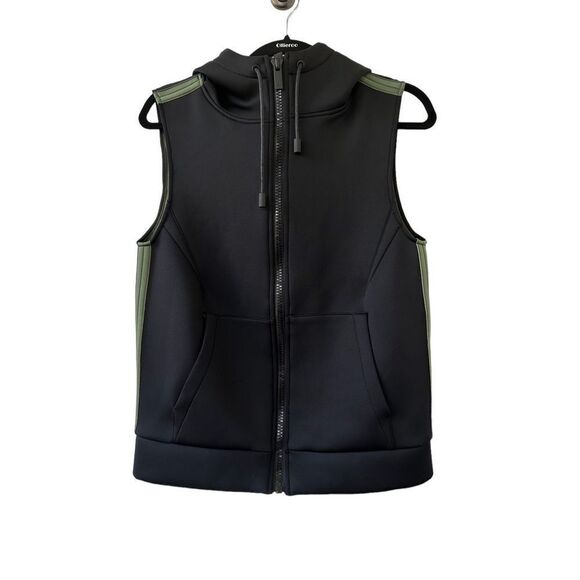 Alala Bond Scuba Hooded Vest Full Zip Black Green Size Small - Picture 1 of 11